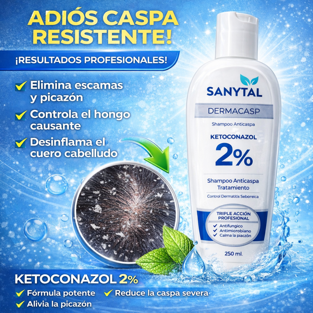 SHAMPOO DERMACASP (ELIMINA CASPA Y DERMATITIS SEBORREICA)